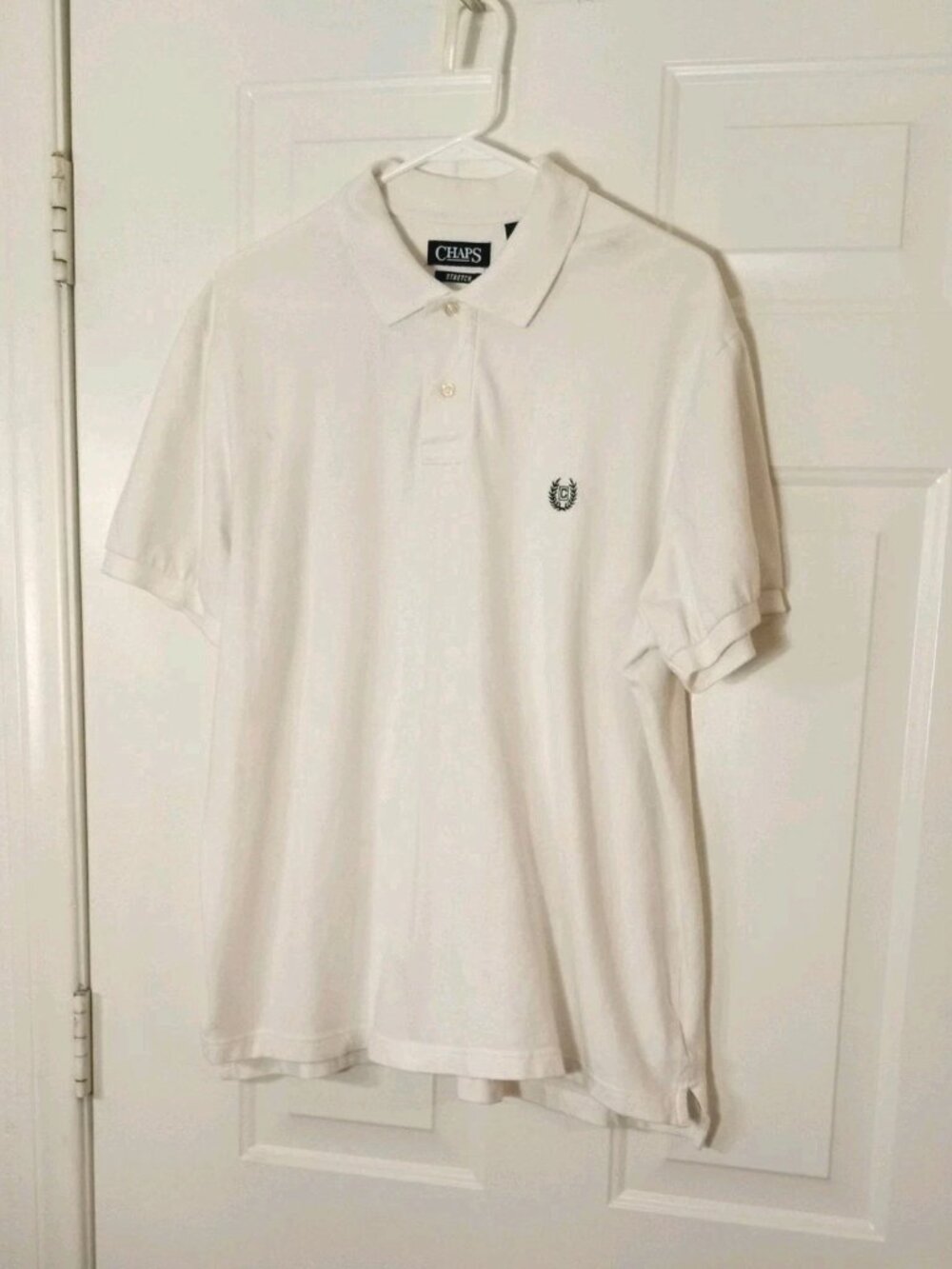 Chaps Stretch White Polo Shirt Short Sleeve Men's Size XL Embroidered Logo
